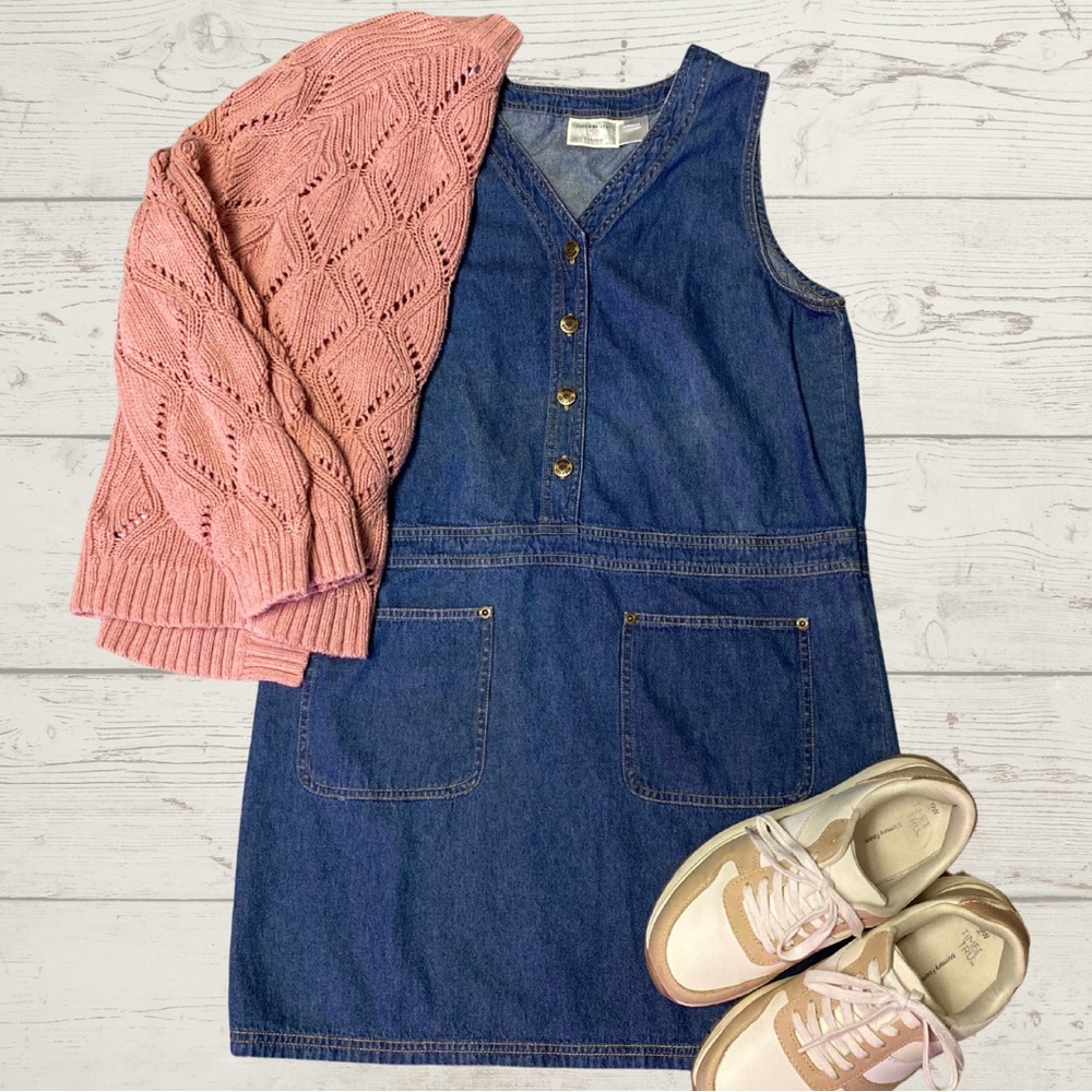 90s Vintage - Susan Bristol Casuals - Denim Jumper Dress